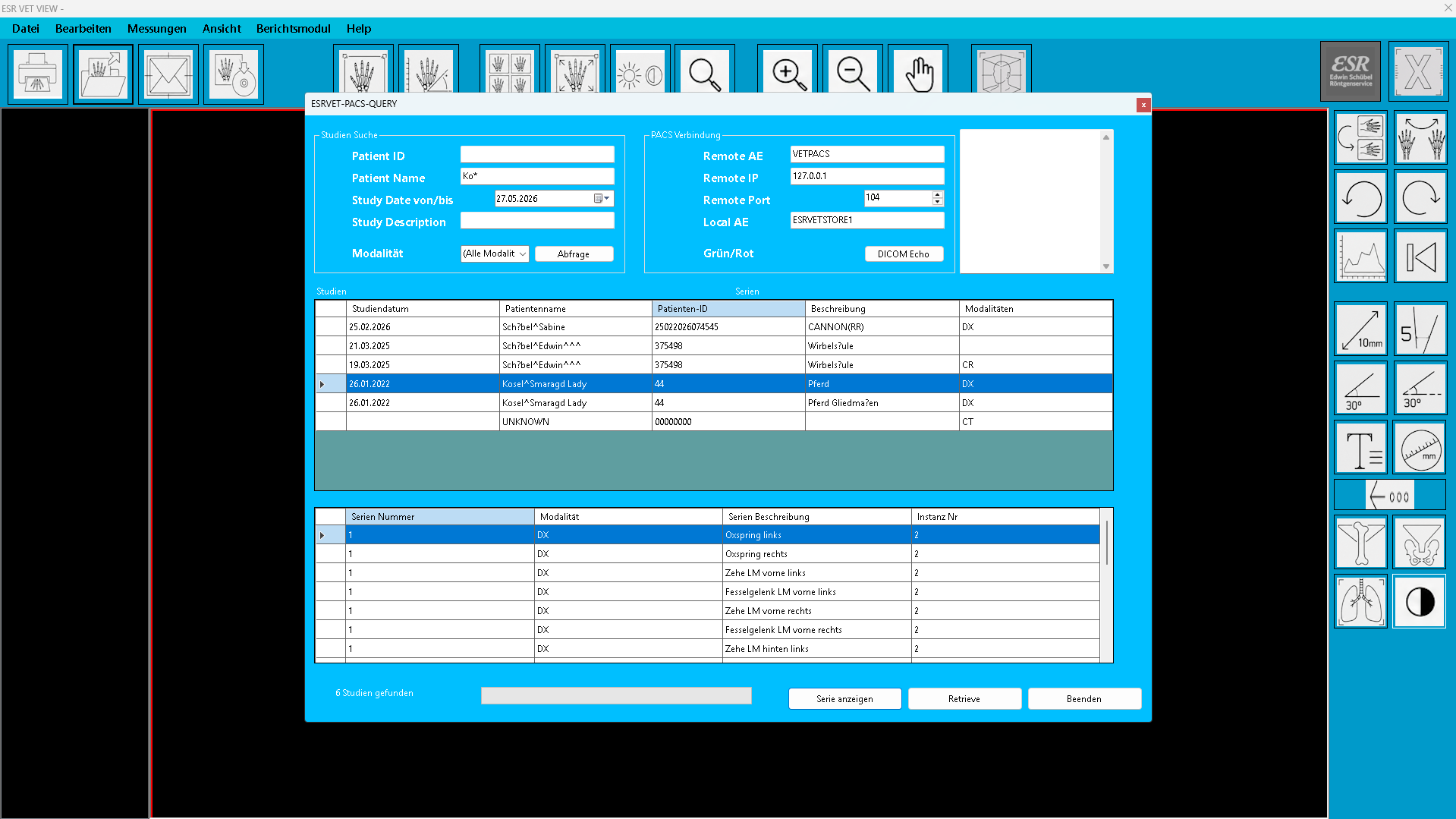 C-FIND Query Oberfläche